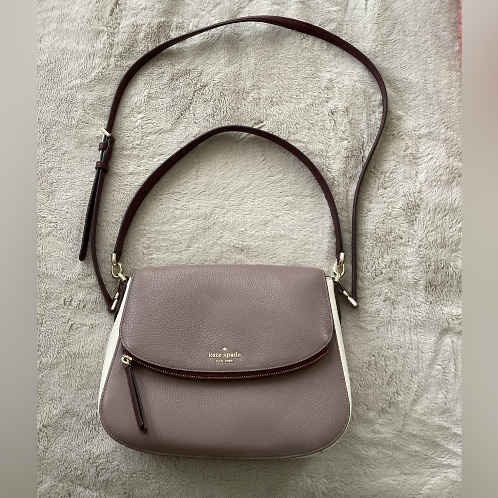 Brand New Kate Spade Taupe and Ivory Crossbody Bag